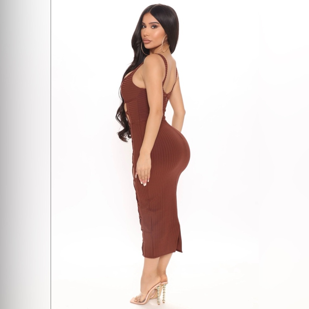 No Cuts Given Bandage Midi Dress - Brown